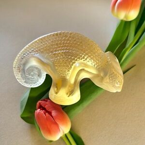 Lalique Amber Color Crystal Chameleon